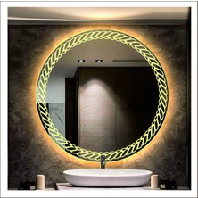 90 cm Günışığı Ledli Tasarım Kumlamalı Banyo Aynası Makyaj Aynası Işıklı Ayna