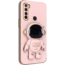 Casestreet Xiaomi Redmi Note 8 Kılıf Kamera Korumalı Astronot Desenli Standlı Silikon Pembe