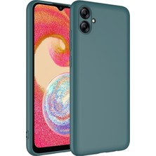 Dlrcase Samsung Galaxy A04E Kılıf Mara Lansman Silikon Mat Soft Içi Süet-Koyu Yeşil