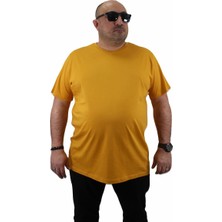 Moc Grande Basic Tişört Erkekler İçin Kısa Kol Hardal Renk Bisiklet Yaka Pamuklu 11100