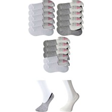 Royaleks Gri ve Beyaz Kadın Babet Çorap 15 çift