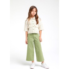 Escabel 5-14 Yaş Kız Çocuk Kısa Boy Cizgili Gömlek Siyah