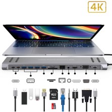 Apera Gn-79 Laptop Dock Istasyonu 14 In 1 USB 3.0 Type-C Adaptör Hub Macbook Samsung Vs