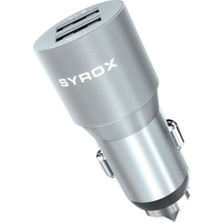 Syrox Çift Girişli Araç Şarj Cihazı + Micro USB Kablo - C32 3.1A Araç Içi Şarj Adaptörü