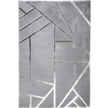 Dericibey Gri Gümüş Bordürlü Peluş Halı 80 x 150 cm