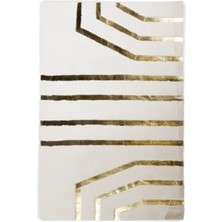 Dericibey Beyaz Gold Bordürlü Peluş Halı 80 x 150 cm