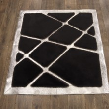 Dericibey Siyah Gümüş Bordürlü Peluş Halı 80 x 150 cm