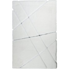 Dericibey Açık Gri Gümüş Bordürlü Peluş Halı 120 x 180 cm