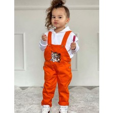 Modavals Tom & Jerry Nakışlı  Kardeş Kombin Bahçıvan Tulum & Sweat Set - Turuncu