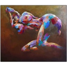 Uzanan Nü Kadın Yağlı Boya Dokulu Tablo