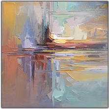 Soyut Tekne Manzaralı Yağlı Boya Dokulu Tablo