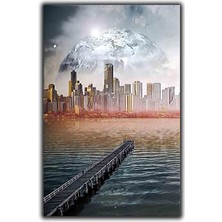 Uzaylı Gezegen Yaglı Boya Dokulu  Tablo