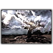 Yaşlı Ağaç Yaglı Boya Dokulu Tablo