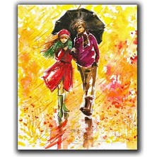 Sonbaharda Yuruyus Yağlı Boya Dokulu Tablo