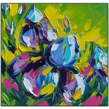 Soyut Çiçek Yağlı Boya Dokulu Tablo