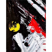 Soyut Siyah Beyaz Yağlı Boya Dokulu Tablo