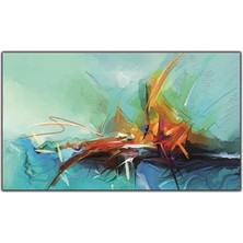 Soyut Sarı Kırmızı Mavi Renkli Yaglı Boya Dokulu Tablo