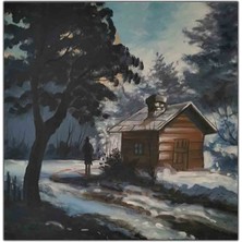 Karlı Köy Yolları ve Ev Orijinal Yağlı Boya Tablo