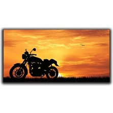 Gün Batımında Motosiklet Kanvas Tablo