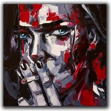 Sigara Içen Kadın Yağlı Boya Dokulu Tablo