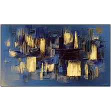Mavi Wall Art Yaglı Boya Dokulu Tablo