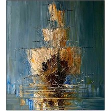 Korsan Gemi Yağlı Boya Dokulu Tablo