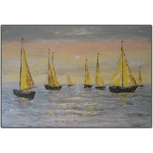 Gold Renkli Yelkenli Orijinal Yağlı Boya Tablo