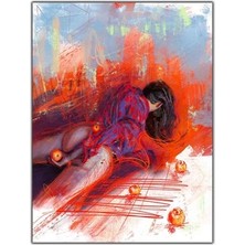 Elinde Elma Tutan Nü Kadın Yağlı Boya Dokulu Tablo