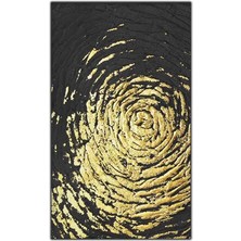 Soyut Modern Siyah Altın Detaylı Gül Yoğun Yağlı Boya Dokulu Tablo