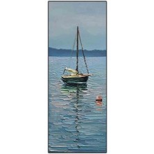 Denizde Kayık Yağlı Boya Dokulu Tablo