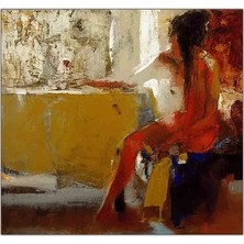 Arkası Dönük Kadın Yağlı Boya Dokulu Tablo