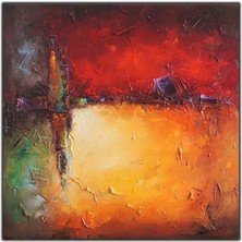 Soyut Şehir Yağlı Boya Dokulu Tablo