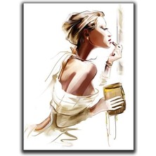 Ruj Süren Kadın Kanvas Tablo