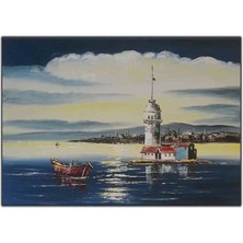 Istanbul Kız Kulesi ve Yolcu Orijinal Yağlı Boya Tablo