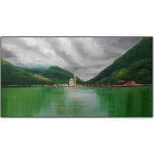 Trabzon Uzungol Camii ve Göl Orijinal Yağlı Boya Tablo