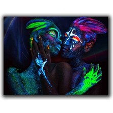 Floresan Vucut Sanatı Kadın Kanvas Tablo