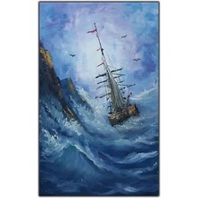Fırtına Dalgalar ve Gemi Orijinal Yağlı Boya Tablo