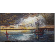 Soyut Istanbul Kız Kulesi Orijinal Yağlı Boya Tablo