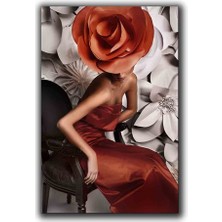 Cıcek Kadın Kanvas Tablo