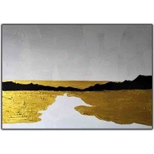 Soyut Geniş Gold Temalı Orijinal Yağlı Boya Tablo