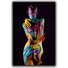 Renklı Nu Kadın Kanvas Tablo