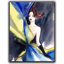 Elbıselı Kadın Yaglı Boya Dokulu Kanvas Tablo