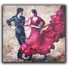 Tango Danscıları Yaglı Boya Dokulu Kanvas Tablo