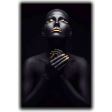 Altın Makyajlı Kadın Kanvas Tablo