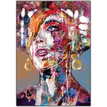 Uzaklara Dalan Renkli Kadın Yağlı Boya Dokulu Tablo