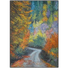 Rengarenk Sonbahar Orman ve Ağaçlar Orijinal Yağlı Boya Tablo