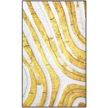 Soyut Beyaz Altın Kalın Çizgiler Yoğun Yağlı Boya Dokulu Tablo