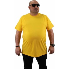 Starbattal Büyük Beden Sarı Basic Tişört 11100 Erkek Regular Fit Kısa Kol Bisiklet Yaka