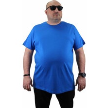 Starbattal 11100 Saks Renkli Basic Tişört Kısa Kol Erkek Günlük Stil %100 Pamuk