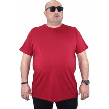 Starbattal Büyük Beden Basic Tişört Bordo 11100 Erkek Regular Fit Kısa Kol Bisiklet Yaka